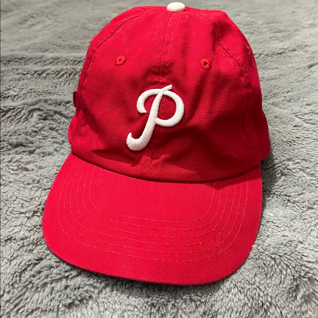 Red Baseball Cap With White Logo